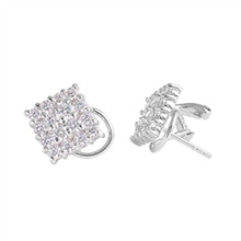 Load image into Gallery viewer, Sterling Silver Square Shaped CZ EarringsAnd Face Height 13 mm