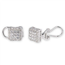 Load image into Gallery viewer, Sterling Silver Square Shaped CZ EarringsAnd Face Height 9.5 mm