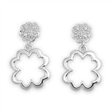 Sterling Silver Flower Shaped CZ EarringsAnd Face Height 21 mm