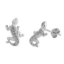 Load image into Gallery viewer, Sterling Silver Lizard Shaped CZ EarringsAnd Face Height 14 mm