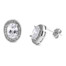 Load image into Gallery viewer, Sterling Silver Oval Shaped CZ EarringsAnd Face Height 10 mm