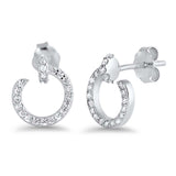 Sterling Silver Round Hook Shaped CZ EarringsAnd Face Height 10 mm