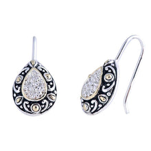 Load image into Gallery viewer, Sterling Silver Bali Pear Shaped CZ EarringsAnd Face Height 13 mm