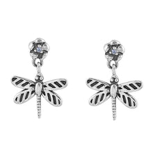 Load image into Gallery viewer, Sterling Silver Dragonfly Shaped CZ EarringsAnd Face Height 17 mm