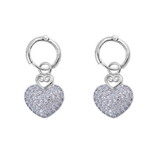 Load image into Gallery viewer, Sterling Silver Heart Shaped CZ EarringsAnd Face Height 13 mm