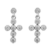 Sterling Silver Cross Shaped CZ EarringsAnd Face Height 16 mm