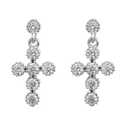 Sterling Silver Cross Shaped CZ EarringsAnd Face Height 16 mm