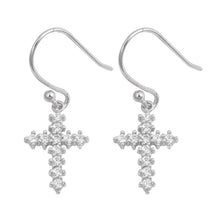Load image into Gallery viewer, Sterling Silver Cross Shaped CZ EarringsAnd Face Height 13 mm