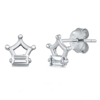 Sterling Silver Clear CZ Crown Assorted CZ Earrings