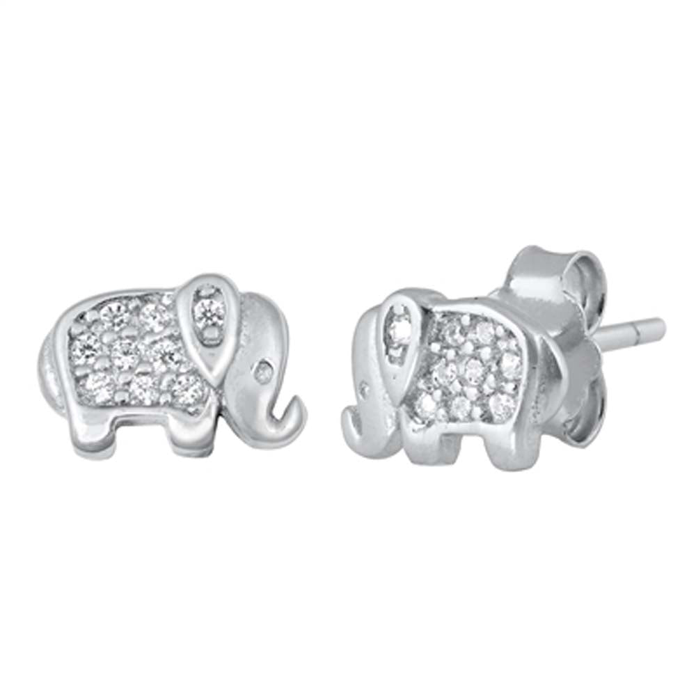 Sterling Silver Clear CZ Elephant CZ Earrings