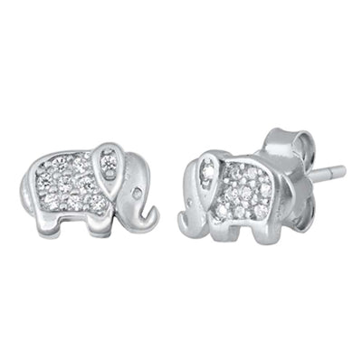 Sterling Silver Clear CZ Elephant Assorted CZ Earrings