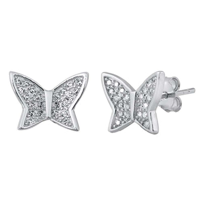 Sterling Silver Clear CZ Butterfly Assorted CZ Earrings