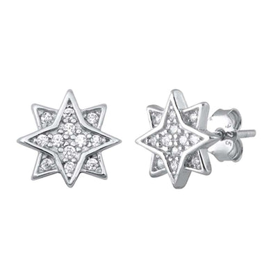 Sterling Silver Clear CZ Star Assorted CZ Earrings