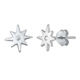 Sterling Silver CZ Star Small Stud Earrings