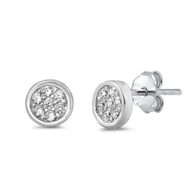 Sterling Silver Clear CZ Circle Assorted CZ Earrings