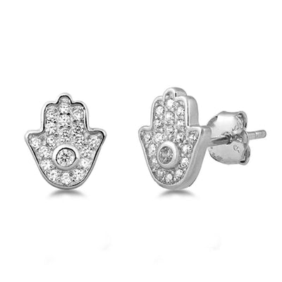 Sterling Silver Clear CZ Hamsa Assorted CZ Earrings