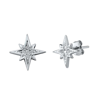 Sterling Silver Clear CZ Star Assorted CZ Earrings