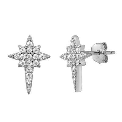 Sterling Silver Clear CZ Star Assorted CZ Earrings