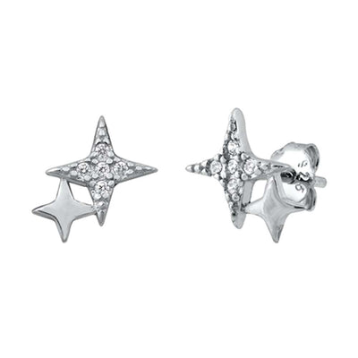 Sterling Silver Clear CZ Stars Assorted CZ Earrings
