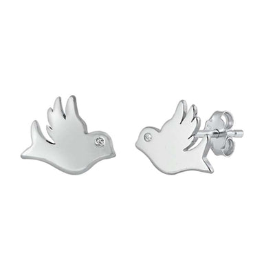 Sterling Silver Clear CZ Dove Assorted CZ Earrings