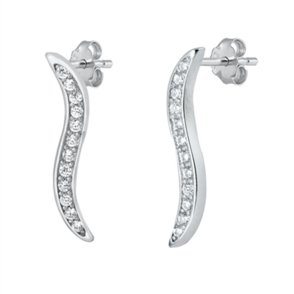 Sterling Silver Rhodium Plated CZ Earrings