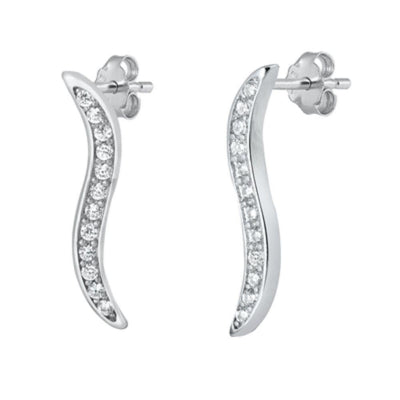 Sterling Silver Rhodium Plated CZ Earrings - silverdepot
