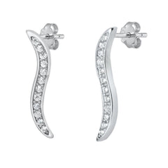 Sterling Silver Rhodium Plated CZ Earrings