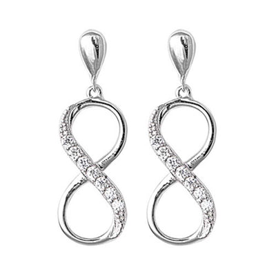 Sterling Silver Clear CZ Hanging Infinity Assorted CZ Earrings