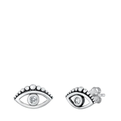 Sterling Silver Eye Stud Earrings - silverdepot