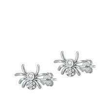 Load image into Gallery viewer, Sterling Silver Rhodium Plated Spider Stud Earrings