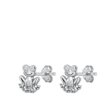 Load image into Gallery viewer, Sterling Silver Rhodium Plated Frog Stud Earrings