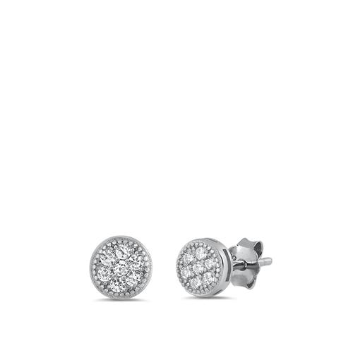 Sterling Silver Rhodium Plated CZ Earrings