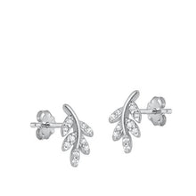 Load image into Gallery viewer, Sterling Silver Rhodium Plated Branch and Leaves Stud Earrings