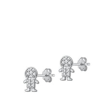 Load image into Gallery viewer, Sterling Silver Rhodium Plated Little Boy Stud Earrings