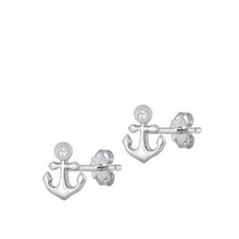 Load image into Gallery viewer, Sterling Silver Rhodium Plated Anchor Stud Earrings