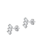 Sterling Silver Rhodium Plated Stud Earrings