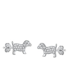 Load image into Gallery viewer, Sterling Silver Rhodium Plated Dog Stud Earrings
