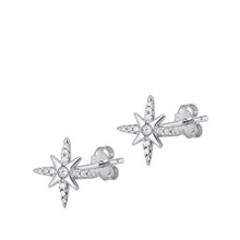 Load image into Gallery viewer, Sterling Silver Rhodium Plated Compass Stud Earrings