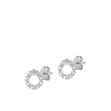 Load image into Gallery viewer, Sterling Silver Rhodium Plated Crown Clear CZ Earrings