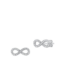 Load image into Gallery viewer, Sterling Silver Rhodium Plated Infinity Clear CZ Earrings