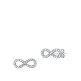 Sterling Silver Rhodium Plated Infinity Clear CZ Earrings