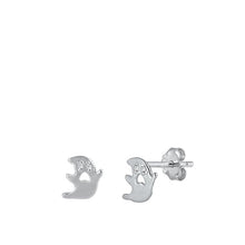 Load image into Gallery viewer, Sterling Silver Rhodium Plated Ghost Clear CZ Earrings