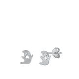 Sterling Silver Rhodium Plated Ghost Clear CZ Earrings