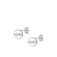 Load image into Gallery viewer, Sterling Silver Rhodium Plated Round Clear CZ Stud Earrings