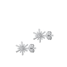 Load image into Gallery viewer, Sterling Silver Rhodium Plated Clear CZ Star Earrings