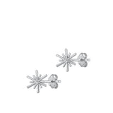 Sterling Silver Rhodium Plated Clear CZ Star Earrings