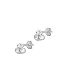 Load image into Gallery viewer, Sterling Silver Rhodium Plated Pears Clear CZ Earrings