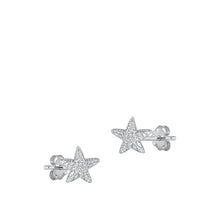 Load image into Gallery viewer, Sterling Silver Rhodium Plated Starfish Clear CZ Earrings