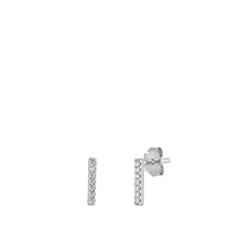 Load image into Gallery viewer, Sterling Silver Rhodium Plated Initial I CZ Earrings