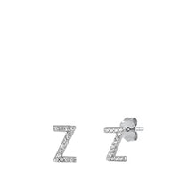Load image into Gallery viewer, Sterling Silver Rhodium Plated Initial Z CZ Earrings